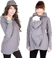 [hxoity] Maternity Jacket Mother Kangaroo Multifunctional Nursing Suit Jersey for Two Nursery Bag Plus Thickening Velvet