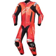 GP Plus V4 Sprint Red Fluo Mid Red White 1PC Leather Motorcycle Suit
