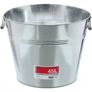 45L Metal Ice Bucket Galvanised Tin W/ Wood Handle Beer Water Storage Garden Pot
