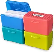 Olivo Index Card Holder Box 3x5 Flash Note Card Holder Storage File Box Organizer Case for 3"x5" Cards, 4 Colors Pack