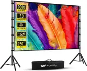 150 Inch Projector Screen with Stand, Wootfairy Portable and Foldable Project...