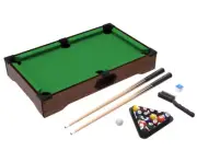 Toy Time Mini Pool Table Set Tabletop Party Game Cue Sticks Balls Chalk Triangle