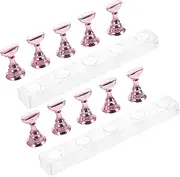 NULYLU 2 Sets Curve Nail Tips Stand Acrylic Practice Base Magnetic Nail Art Tools