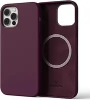 Sinjimoru Magnetic Silicone Case for iPhone 12 Mini, Anti-Dust and Compatible with Magsafe, iPhone 12 Mini Silicone Case for MagSafe Wine Red