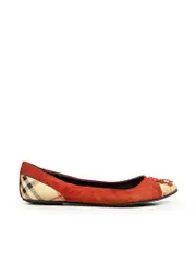 Orange Suede Nova Check Cap Toe Flats