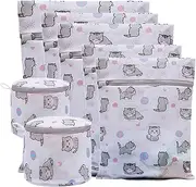 Xducom Mesh Laundry Bags,Set of 7 Delicate Laundry Bag for Washing Machine,Clothing Washing Bags with cat Prints,Garment Bags for Laundry,Lingerie Bag,Travel Storage Organize Bag (CAT)
