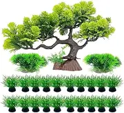 Fish Tank Green Plants - Simulation Betta Tank Plants Set,Funny Tree Decoration, Foreground Grass for Home, Studio