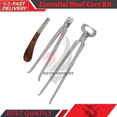 Essential Farrier Hoof Care Kit - 12" Hoof Nipper, Knife & Nail Puller Tool Set