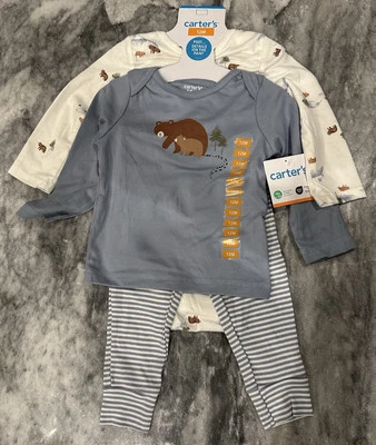 NEW* Carter's Baby Boys' 3-Piece Bodysuit & Pants Outfit Set 12 Mos