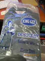 KING GEE DUST/LAB COATS X 5,SIZE 92 CM CHEST, GREEN ,WASH/WEAR, AUSTRALIAN MADE
