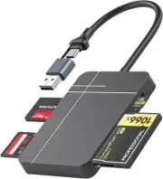 USB C USB3.0 Multi Card Reader Hub, Type C Multiport Hub for SD, CF, MS, microS