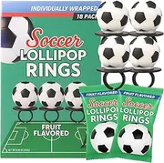 Lil' League Lil League Soccer Ball Lollipop Rings, Individually Wrapped Candy for Birthday Party Favors, End of Season Parties, 18 Suckers
