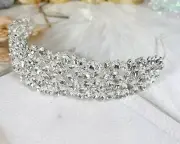 Wedding Bridal Headband, Crystal Bridesmaid Headpiece, Princess Silver Crown