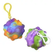 2 Bubble Pop Ball ON CLIP - Bubble Poppers on Ball Squeeze to Pop - Silicone Pu