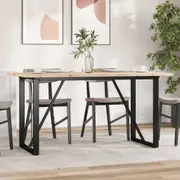 vidaXL Dining Table O-Frame 160x80x75.5 cm Solid Wood Pine and Steel