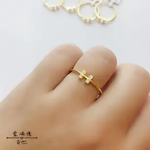 純金戒指【鑲鑽H戒】歐美風格 輕珠寶設計 女生黃金戒指 純金金飾