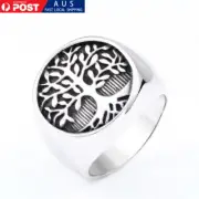 Domineering Tree of Life Vintage Medieval Retro Stainless Steel Men Ring Gift Au