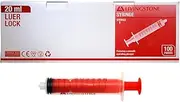 Livingstone Syringe 20mL 2mL Increment Luer Lock Tip Red Plunger Sterile Box of 100