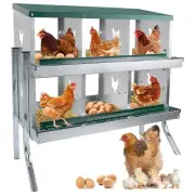 6 Compartment Chicken Nesting Box with Elevated Metal Legs - Durable Roll Awa...