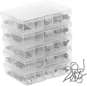 Abaodam 5 Sets Barbed Carbon Steel Fishing Hooks Worm Bait Hooks with Portable Plastic Box for Freshwater and Seawater Fishing Tackle Accessories