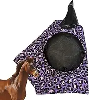 Generic Fly Screen for Horses - Shatterproof Cover with Leopard Print, Breathable Fly Proof Cover, Horse Care Products, Face Shield for Horses, Comfortable for Outdoor Riding, Full Size