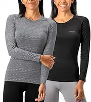 [DEVOPS] Women's 2 Pack Thermal Long Sleeve Shirts Compression Baselayer Tops