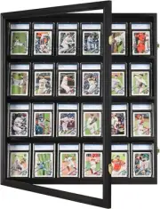Graded Trading Card Display Case 24 Sport Baseball Football PSA Slabs Cabinet