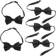 Tofficu 5pcs Adjustable Length Shiny Sequin Bow Tie for Men Bowtie Set for Hair Pre-Tied Bowties Sequin Bowties for Wedding Banquet
