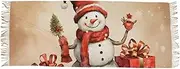 [AIXIWAWA] Women's Pashminas Scarf Snowman Christmas Print, Shawls Wrap Lightwight with Tassel for Evening Dress Dinner Party, Red
