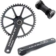 Bike Crankset, 40/42/44/46/48/50T Hollow Integrated GXP Chainring Crankset with Bottom Bracket 170mm Aluminum Alloy Crank Arm Set for Road Bike