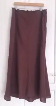 Zara Skirt Women's 100% Linen A-line MIDI Raw Waist Boho Size XL BNWT