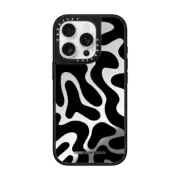 iPhone 16 Pro Mirror Case MagSafe Compatible Black Abstract Shapes by Corey Paige Designs