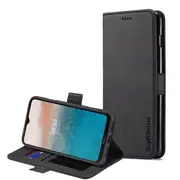 For Nokia C21 Plus SupRShield Wallet Leather Card Holder Flip Protective Shockproof Magnetic Case Cover (Black)