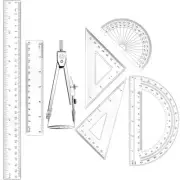 1 Set Plastic Geometry Math Set Includes Drawing Compass, 6 Inch 4 Inch