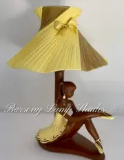 PLASTIC RIBBON LEMON & GOLD LAMPSHADE for BROWN BARSONY BALLERINA LADY LAMP