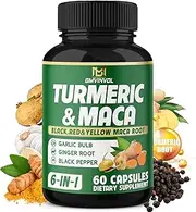 5-in-1 Turmeric Curcumin Capsules - 95% Curcuminoids - Enhanced with Maca Root, Garlic Bulb, Ginger Root, Black Pepper - 60 Capsules