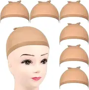 6PCS Nude Stocking Wig Caps Stretchy Nylon Wig Caps Soft and Breathable Close End Wig Caps for Women and Men (Colour of skin, One Size)