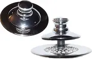 WATCO MANUFACTURING 48750-PP-CP-G Push Pull Retrofit Bathtub Stopper with Grid Strainer, Chrome-Plated