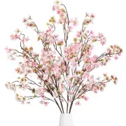 Artificial Cherry Blossom Flowers 4 Pcs Faux Cherry Blossom Stems Faux Silk