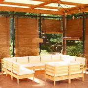 11 Piece Garden Lounge Set with Cream Cushions Solid Pinewood vidaXL