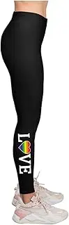 [Tstars] Love Pride Leggings for Women & Teen Girls | LGBTQ+ Equality Gift - Heart Rainbow Tights