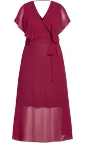 City Chic Medium Dress Softly Tied Sangria Plus Size 18