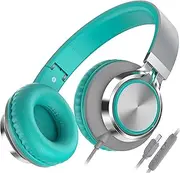 AILIHEN C8 USB-C Headphones Wired - On-Ear Corded Headset with Microphone & Volume Control, Foldable Stereo Sound Tangle-Free Type C Cord, Compatible with Cellphone, Laptop, PC, Computer (Grey Mint)