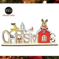 在飛比找momo購物網優惠-【摩達客】耶誕-聖誕英文字牌麋鹿紅屋木質擺飾(單件組)
