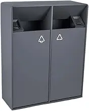 Outdoor Trash Can 38L/80L Outdoor Garbage Can Double Barrels Gray Square Metal Garbage Can, Modern Household Commercial Garbage Can (with Ashtray) Outside Garbage can(Large)