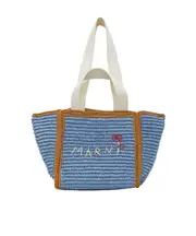Marni Logo Embroidered Woven Top Handle Bag One size Blue