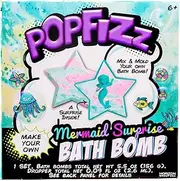 Pop Fizz Make Your Own Fizzing Mermaid Surprise DIY Bath Bomb by Horizon Group USA, Find Your Mystical Mermaid Toy Inside, Essential Oils & Fruity Scents Included, Blue, Pink & Glitter