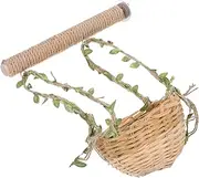 Abaodam Bird Perch Climbing for Lovebirds Multifunctional Playstand with Swing Comfortable Seagrass Nest for Cockatiels Parrots and Parrotlets to Encourage Exercise and Fun