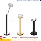 Threadless Push-In Labret Stud Lip Ring Surgical Steel Stone Piercing Jewellery