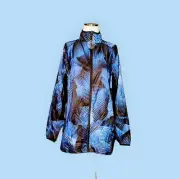 LULAROE Womens Size Large Rise Determined WORKOUT Blue Black Jacket Full Zip NWT